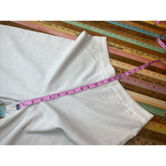 Faeriesty L LINEN Blend Wide Leg Pants Natural Vacation Lagenlook Boho - Picture 10 of 13